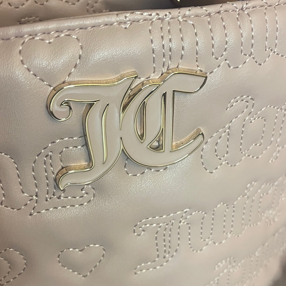 Juicy Couture Pastel Pink Signature league tote w/web strap and mini pouch - Picture 3 of 17